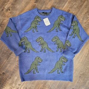 NWT Forever 21 Blue Dinosaur Sweater